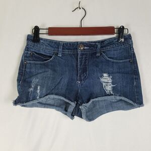 Miley Cyrus Denim Shorts Juniors 9‎ Blue Jean Low Rise Womens Distressed